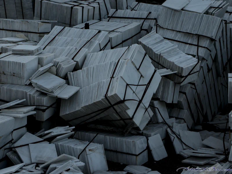 One of the abandoned quarries in Dionysos still has a very large stock of cut marble plates and blocks.