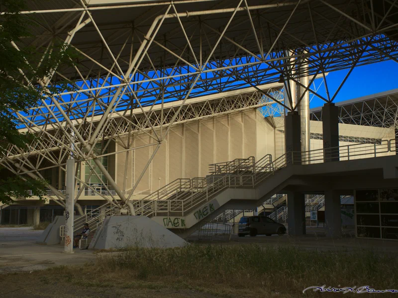 At the Athens Olympic stadium