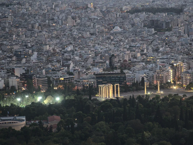 The Temple of Olympian Zeus, with a bit of city in the background
