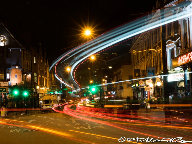 Camden towards Holloway, tried - successfully - to get a bus into the picture.